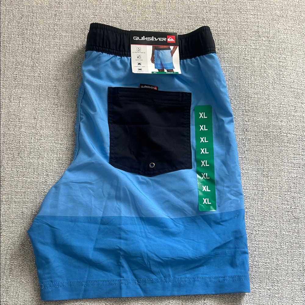 Quiksilver Ocean Blue and Midnight Black Swim Trunks